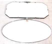 TWO ART DECO STYLE WALL HANGING MIRRORS