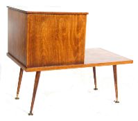 1950’S TEAK WOOD DANISH INSPIRED TELEPHONE SEAT / TABLE WITH BLACK EBONIES TAPERED DANSETTE LEGS