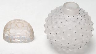 R. LALIQUE GLASS VASE AND MENU HOLDER