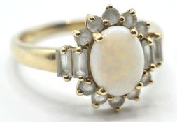 9CT GOLD AND OPAL DRESS RING