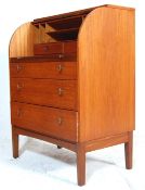 DANISH INSPIRED TEAK WOOD BUREAU DESK WITH ROLL TOP