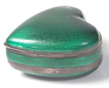 ANTIQUE ENAMEL AND DIAMOND HEART SHAPED TRINKET BOX