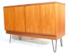 RETRO MID CENTURY DANISH INSPIRED TEAK WOOD SIDEBOARD RAISED ON HAIRPIN SUPPORTS