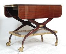 20TH CENTURY ART DECO STYLE BUTLERS TROLLEY WITH DROP LEAF AND ARCHED CROSS MEMBERS