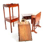 19TH GEORGIAN MAHOGANY BEDSIDE TABLE & OTHERS