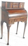 1920'S QUEEN ANNE CYLINDER TOP WRITING BUREAU DESK