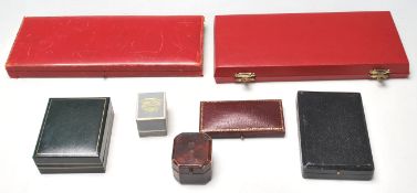 GROUP OF SEVEN VINTAGE LEATHER JEWELLER'S BOXES