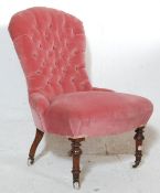 19TH CENTURY VICTORIAN BUTTON BACK NURSING - BEDROOM CHAIR