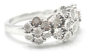 9CT WITH GOLD AND DIAMOND CLUSTER RING