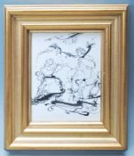 DEENAGH MILLER LOCAL INTEREST INK DRAWING OF MUSICIANS