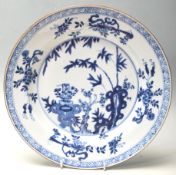A CHINESE 19TH CENTURY BLUE & WHITE WALL CHARGER - PLATE