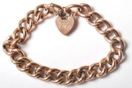 9CT GOLD VICTORIAN ANTIQUE LARGE CURB LINK BRACELET