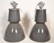 SET OF 2 RETRO VINTAGE INDUSTRIAL FACTORY PENDANT LAMPS
