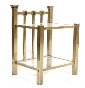 MID 20TH CENTURY TUBULAR METRAL AND GLASS BEDSIDE TABLE