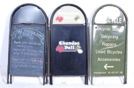 THREE LATE 20TH CENTRY A-FRAME STREET ADVERTISING SIGNS