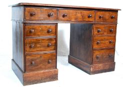 VICTORIAN 19TH CENTURY MAHOGANY TWIN PEDESTAL OFFICE DESK