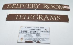 THREE 1950’S POST OFFICE ENAMEL SIGNS - BRISTOL - LOCAL INTEREST