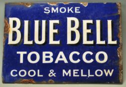 BLUE BELL ENAMEL TABACCO DOBLE SIDE ADVERTISING SIGN