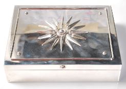 GREEK SIVER OLIVE WOOD LINED CIGARETTE BOX