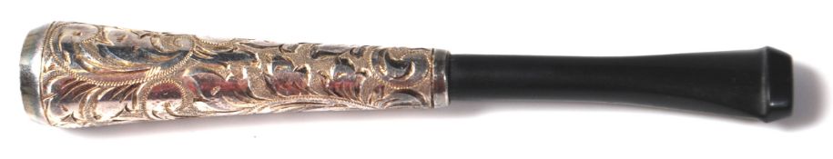 ART DECO 1920’S STERLING SILVER AND EBONY CIGARETTE HOLDER CHEROOT
