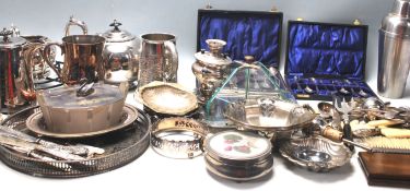 QUANTITY OF VINTAGE SILVER PLATED ITEMS AS TEAPOT, CUTLERYS,ETC
