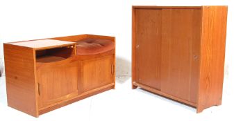 A RETRO 1970’S TEAK WOOD TELEPHONE TABLE AND CABINET