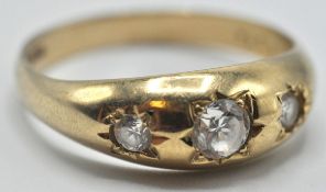 9CT GOLD AND WHITES STONE GYPSY RING