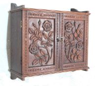 VICTORIAN 19TH CENTURY CARVED OAK HANGING CUPBOARD