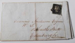 VICTORIAN 1D PENNY BLACK STAMP ON COVER
