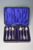 A SET OF SIX 1908 SILVER HALLMARKED TEASPOONS