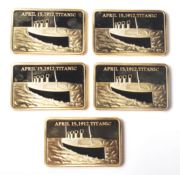 TRAGEDY OF THE TITANIC GOLD LAYERED BARS