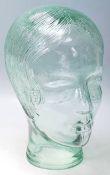 RETRO 20TH CENTURY SHOP ADVERTISING FEMALE GLASS HEAD WITH ART DECO FUTURES