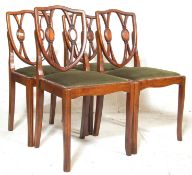 4 EDWARDIAN ARMORIAL BACK MAHOGANY DINING CHAIRS