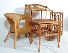 1950’S BAMBOO BOOKCASES, COFFEE TABLE AND CHAIR