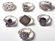 SEVEN LADIES SILVER DRESS RINGS