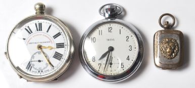 TWO VINTAGE WHITE METAL POCKET WATCHES WITH WHITE DIAL