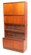 LARGE RETRO SIMPLEX TEAK WOOD LAWYERS BOOKCASE STACKING