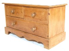 ANTIQUE STYLE COUNTRY PINE LOW CHEST OF DRAWERS