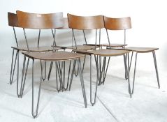 A SET OF SIX VINTAGE 20TH CENTURY METAL AND PLYWOOD DINING CHAIRS