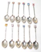 SET OF TWELVE SILVER 925 TEASPOONS WITH COUNTRY SHIELDS PANELS