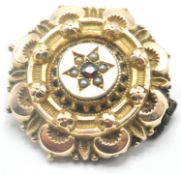 VICTORIAN GARNET AND SEED PEARL BROOCH