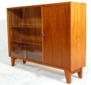 VINTAGE 20TH CENTURY TEAK WOOD CABINET WITH GLAZE DOORS AND ADJUSTABLE SHELVES