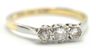 18CT GOLD AND DIAMOND THREE STONE RING