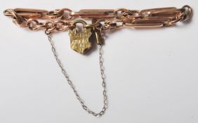 9CT GOLD ANTIQUE BAR LINK BRACELET CHAIN