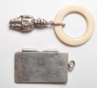 20TH CENTURY EDWARDIAN SILVER BABY RATTLE IN A FORM OF A CLOWN