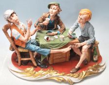 ITALIAN NAPLES CAPODIMONTE CERAMIC CENTREPIECE ' THE CHEATS '