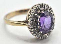 HALLMARKED 9CT GOLD AND PURPLE STONE RING