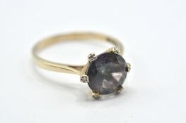 9CT GOLD AND MYSTIC TOPAZ SOLITAIRE RING
