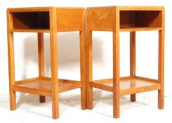 1950’S LIGHT OAK AIR MINISTRY BEDSIDE CABINETS WITH “ AM “ STAMP UNDERSIDE