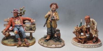 CAPO-DI-MONTE /CAPODIMONTE FIGURINES/ GEPPETTO BY MARIANI - THE TRAMP BY VOLTA - THE HUNTER BY MILEO